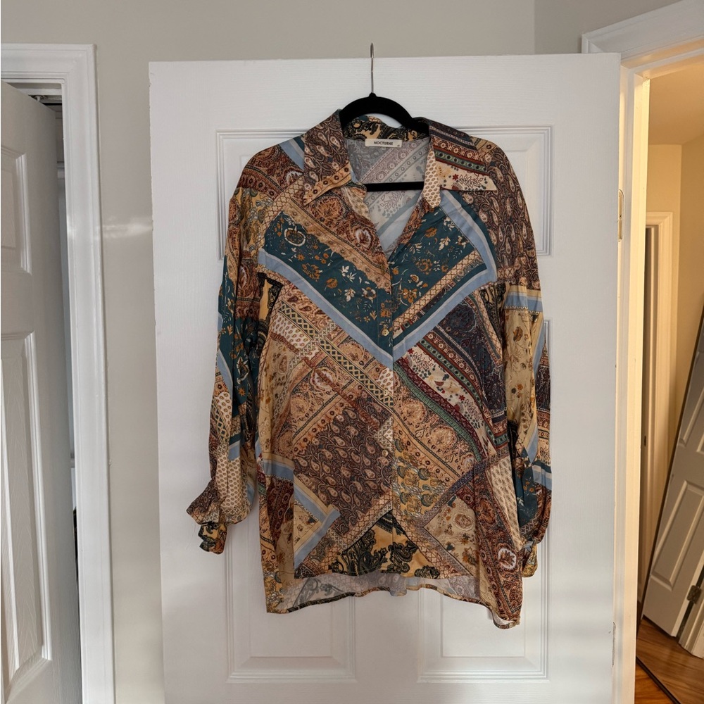 Satin-like Nocturne Button-Up Shirt